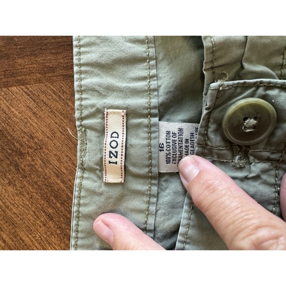 Izod size 16 women’s green khaki capri cropped pants casual pockets - Picture 9 of 9